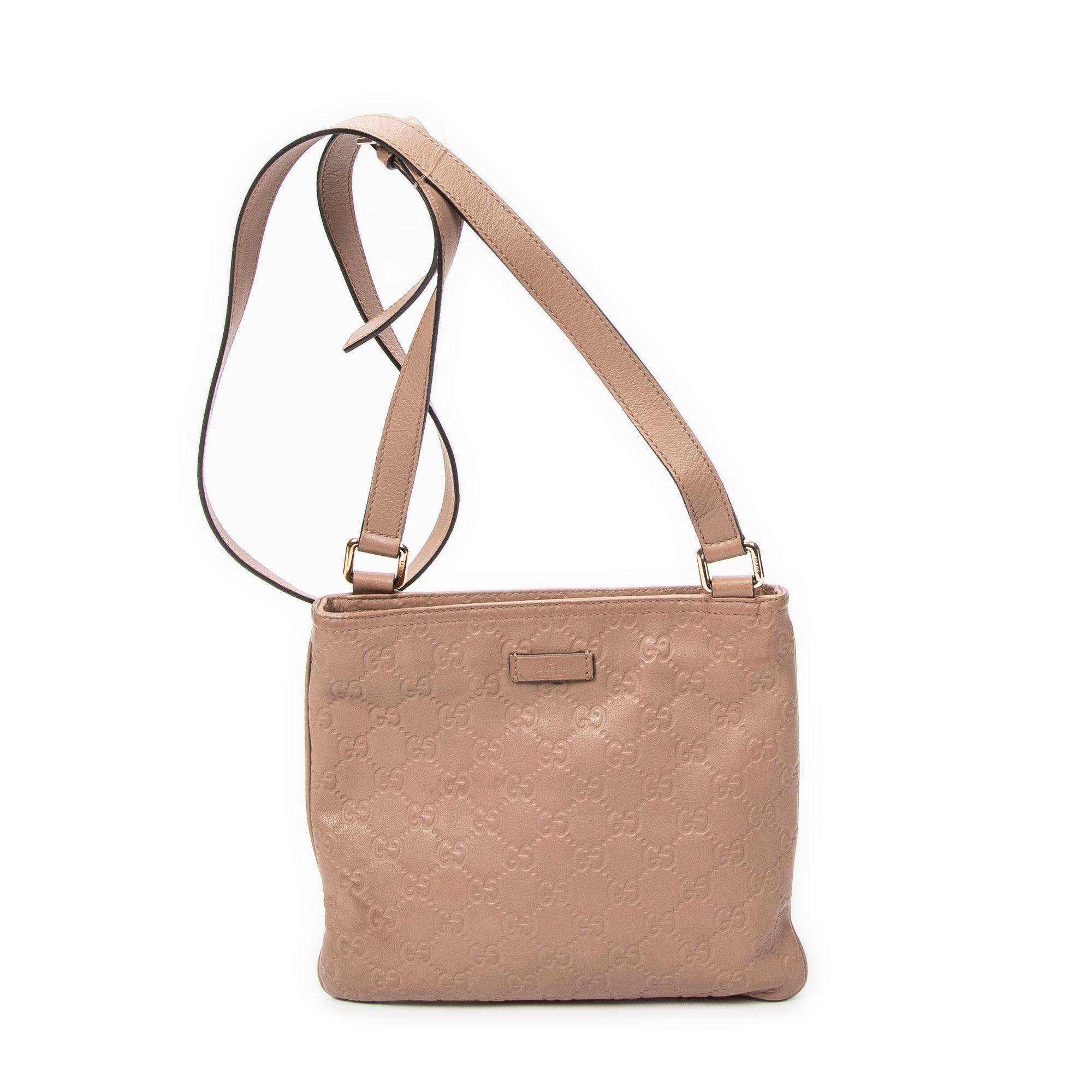 Shoulder Bag Small Flat Messenger Light Brown Guccissima Leather