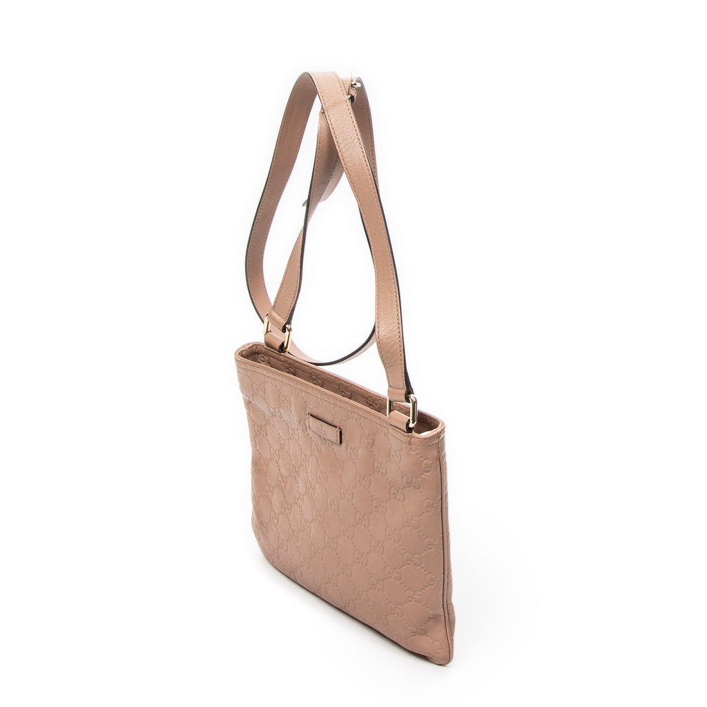Shoulder Bag Small Flat Messenger Light Brown Guccissima Leather