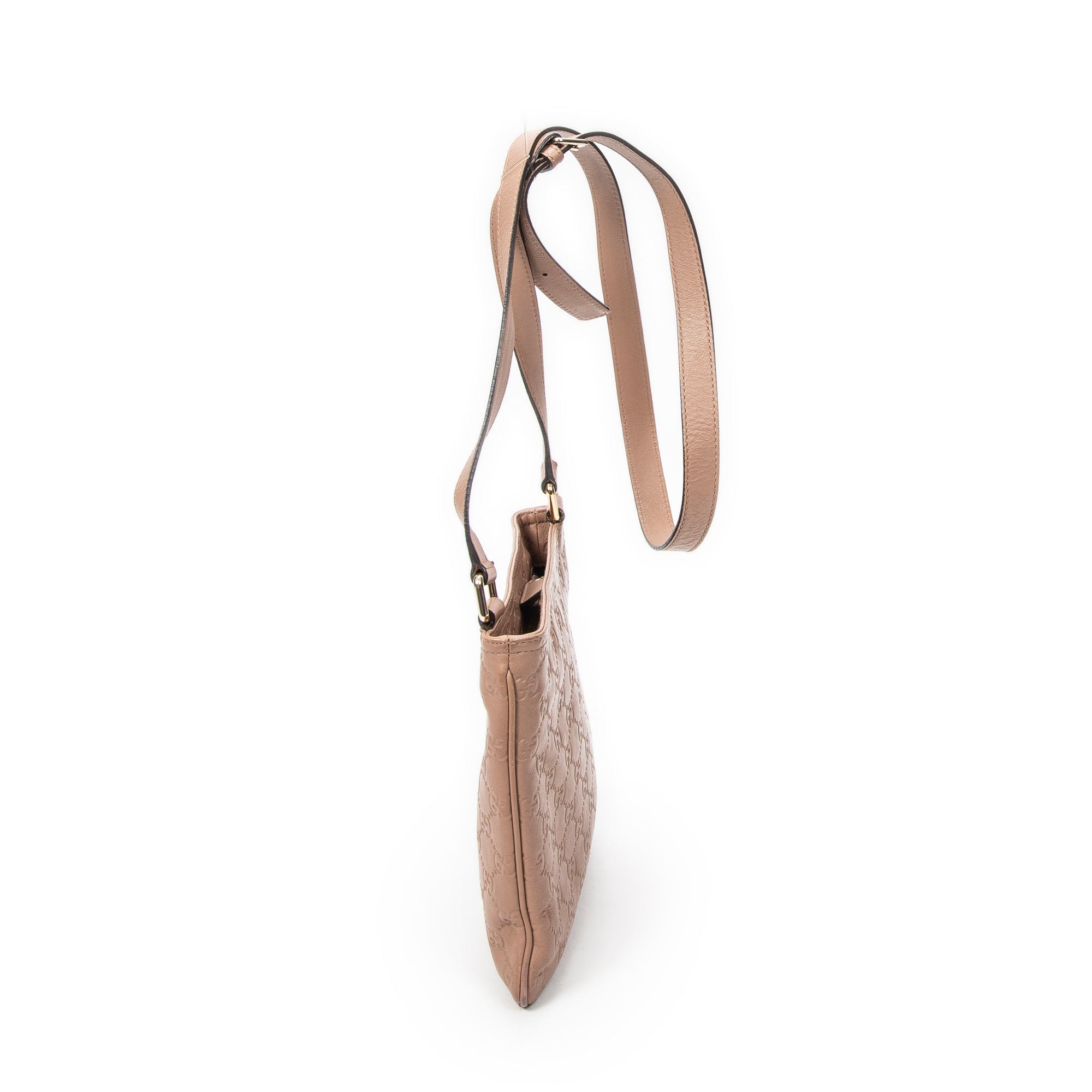 Shoulder Bag Small Flat Messenger Light Brown Guccissima Leather