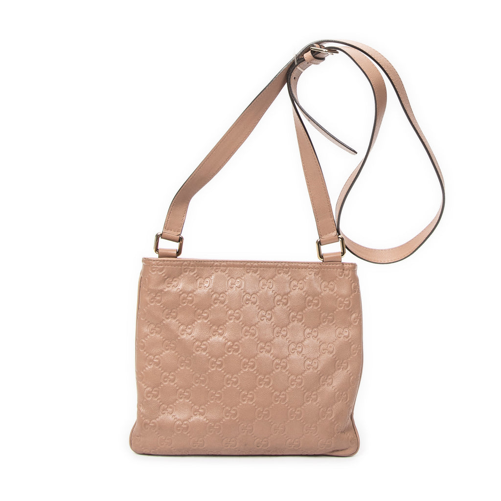 Shoulder Bag Small Flat Messenger Light Brown Guccissima Leather
