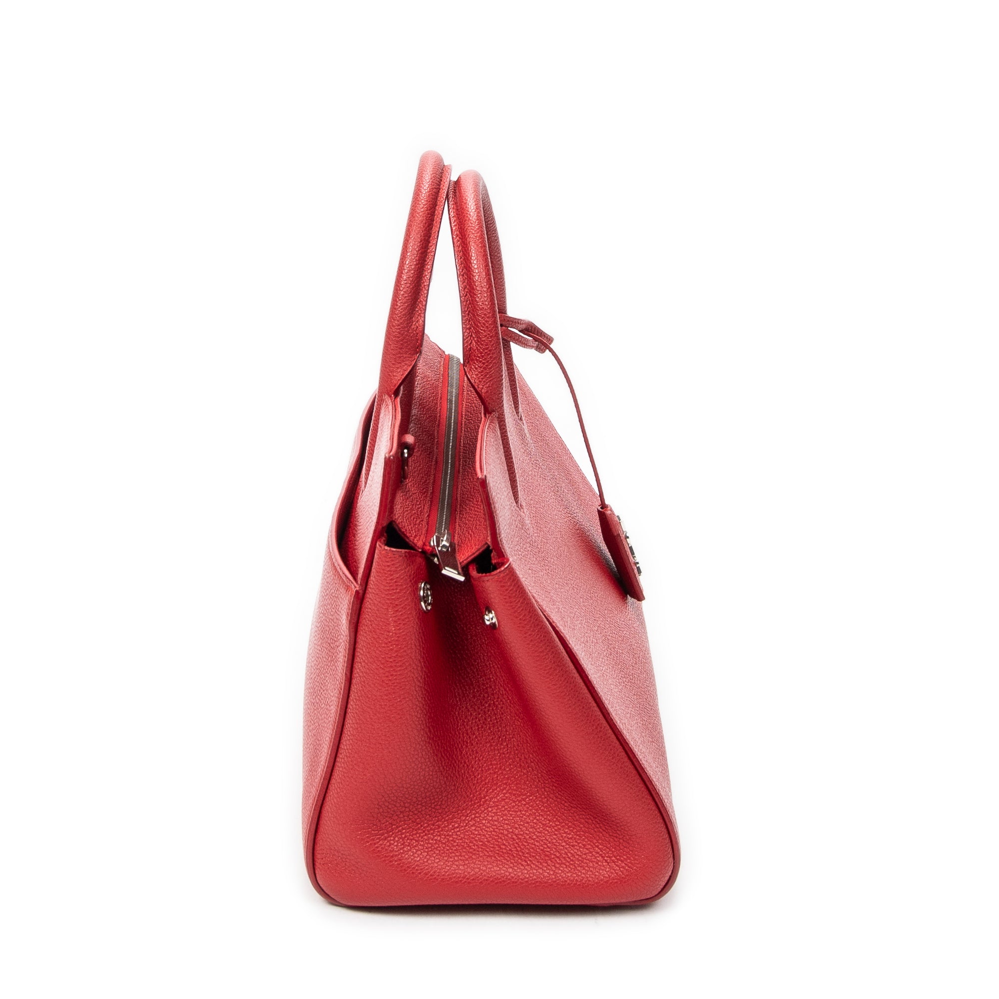 Shoulder Bag Small Cabas Rive Gauche Red Grained Calfskin Leather