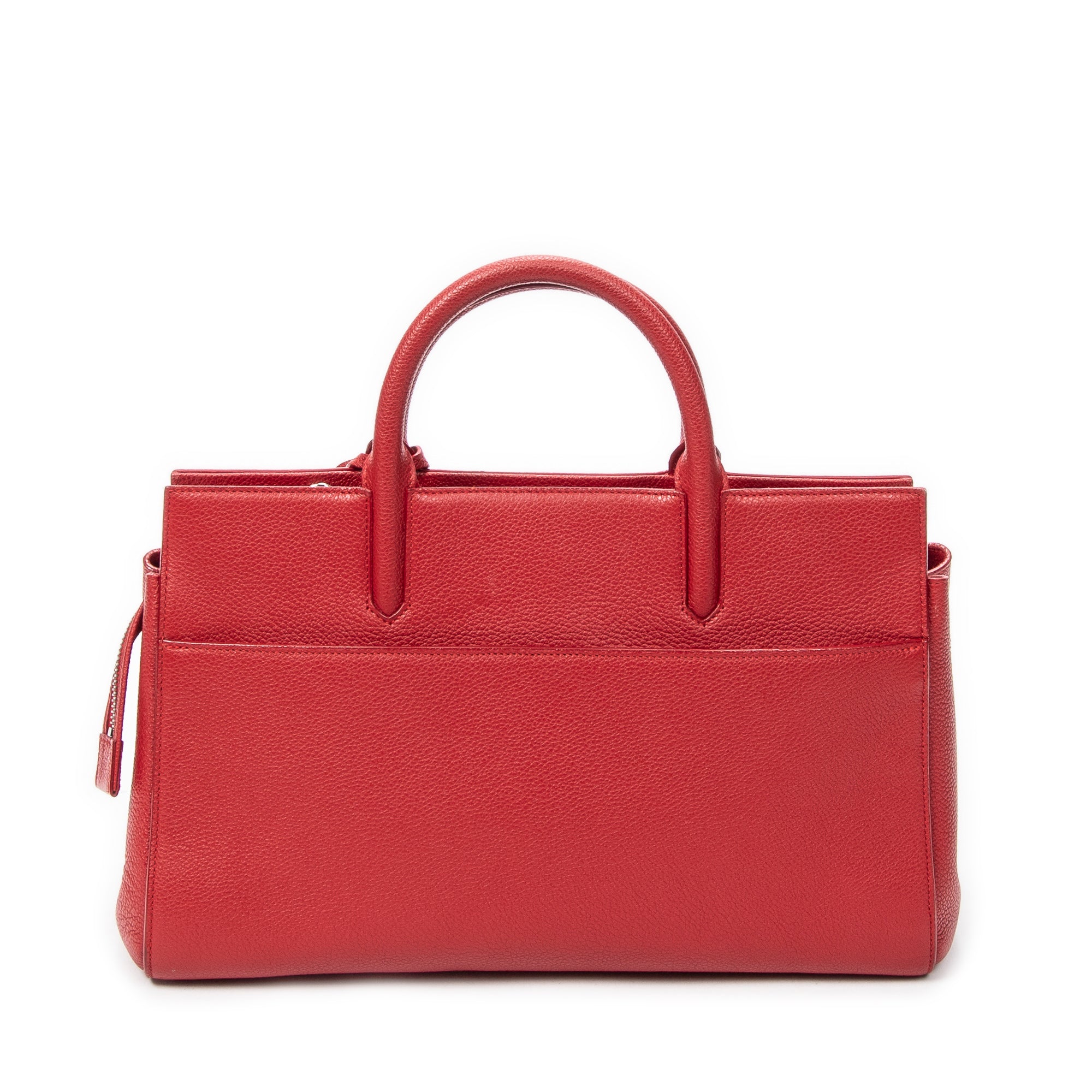 Shoulder Bag Small Cabas Rive Gauche Red Grained Calfskin Leather