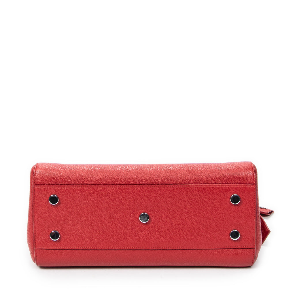 Shoulder Bag Small Cabas Rive Gauche Red Grained Calfskin Leather