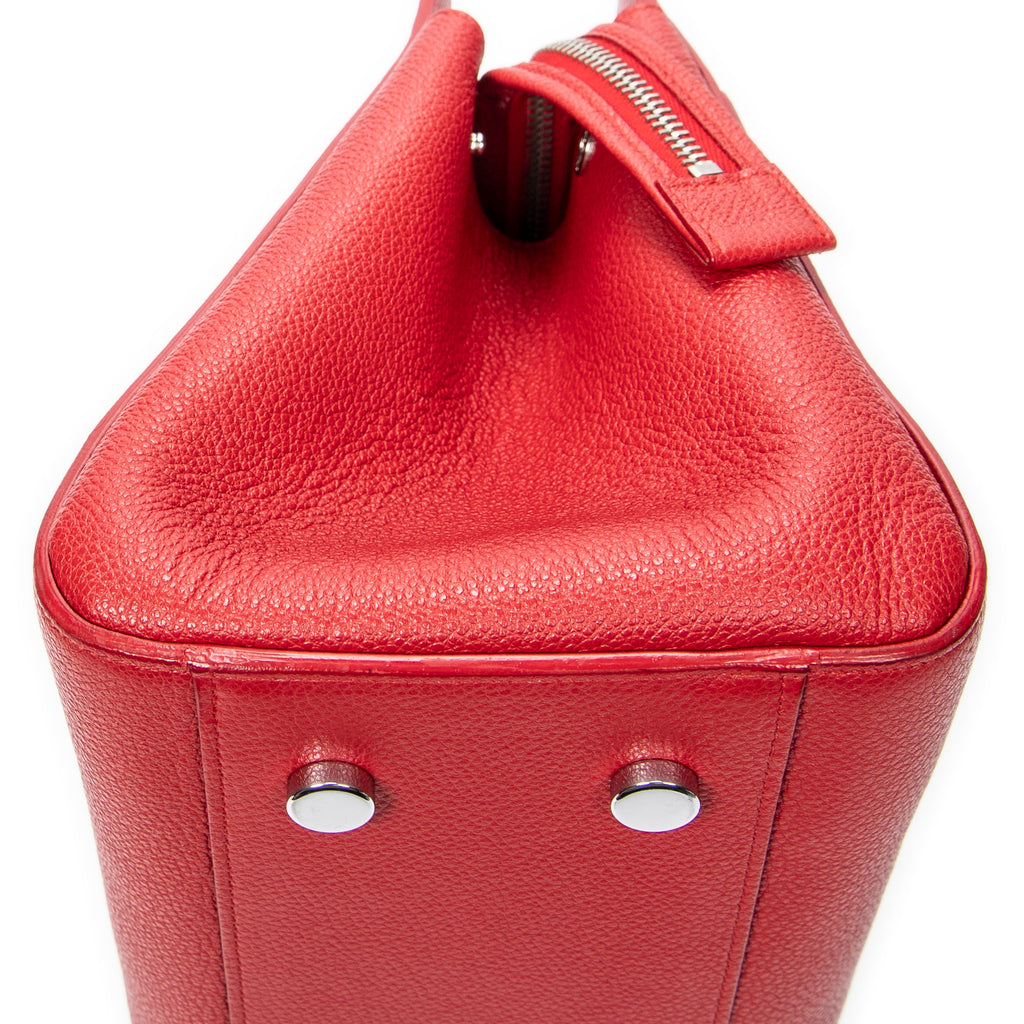 Shoulder Bag Small Cabas Rive Gauche Red Grained Calfskin Leather