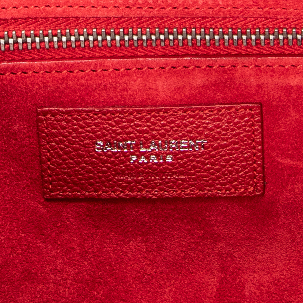 Shoulder Bag Small Cabas Rive Gauche Red Grained Calfskin Leather
