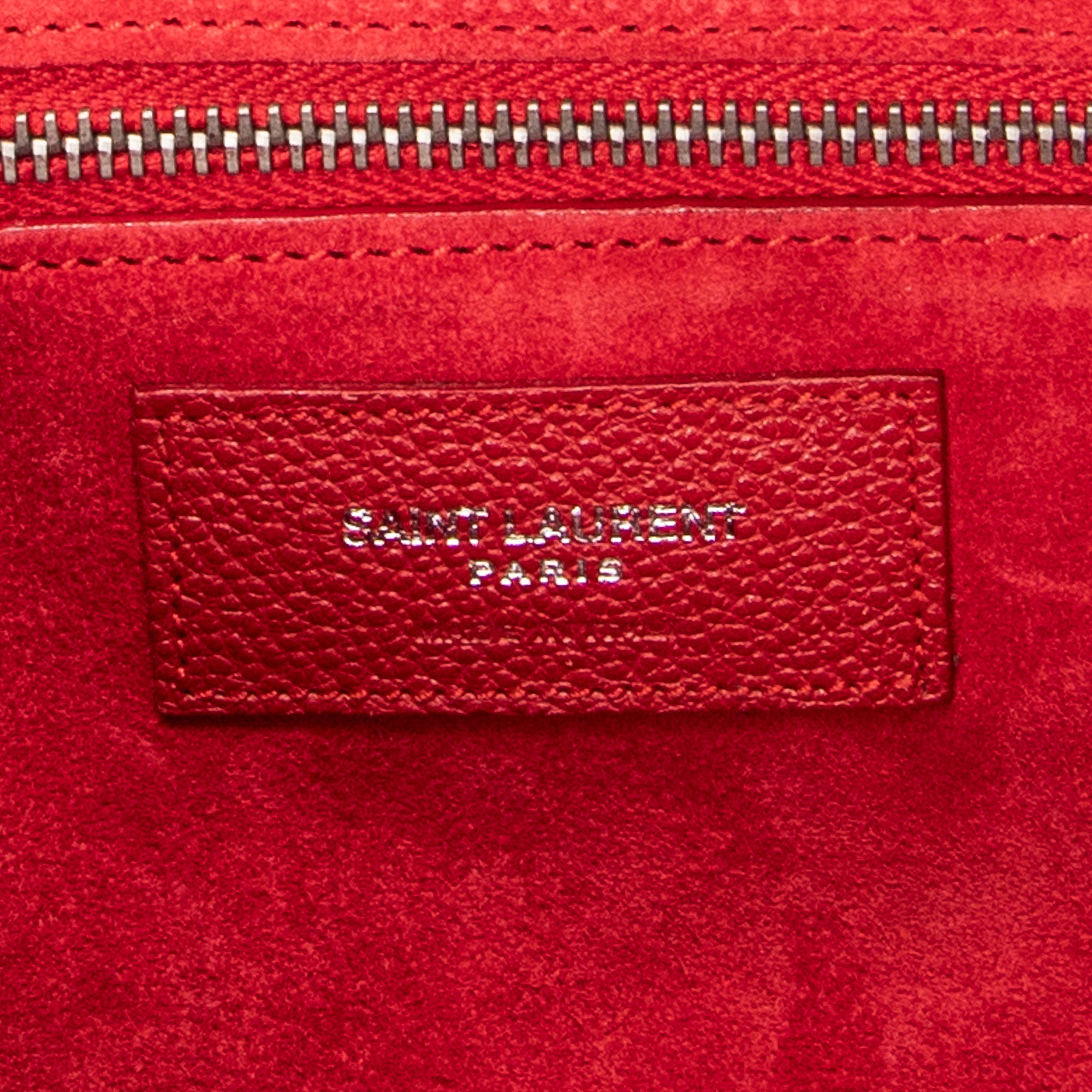 Shoulder Bag Small Cabas Rive Gauche Red Grained Calfskin Leather
