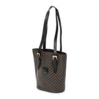 Shoulder Bag Bucket Tote Black Macadam Coated Canvas