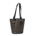 Shoulder Bag Bucket Tote Black Macadam Coated Canvas