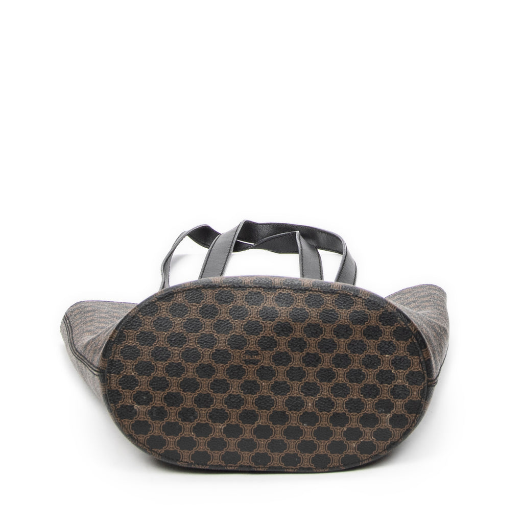 Shoulder Bag Bucket Tote Black Macadam Coated Canvas