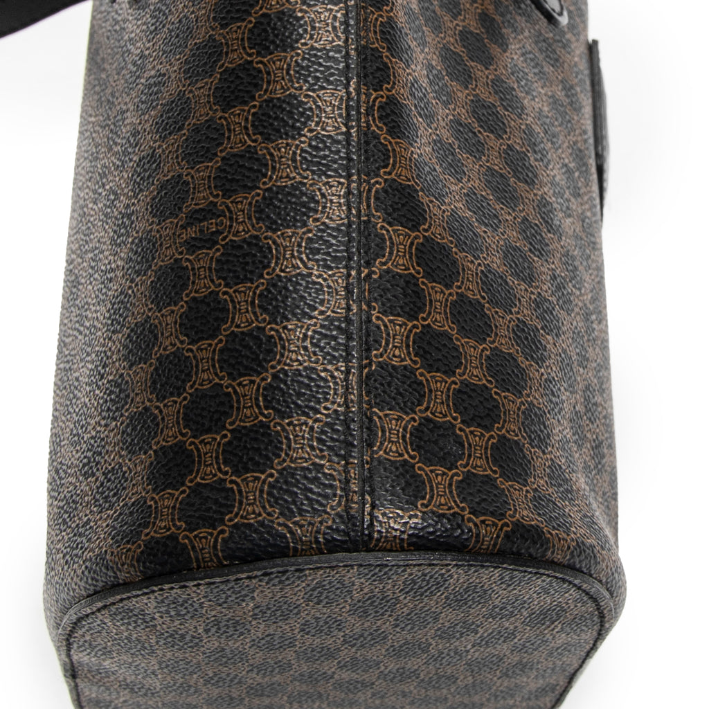 Shoulder Bag Bucket Tote Black Macadam Coated Canvas