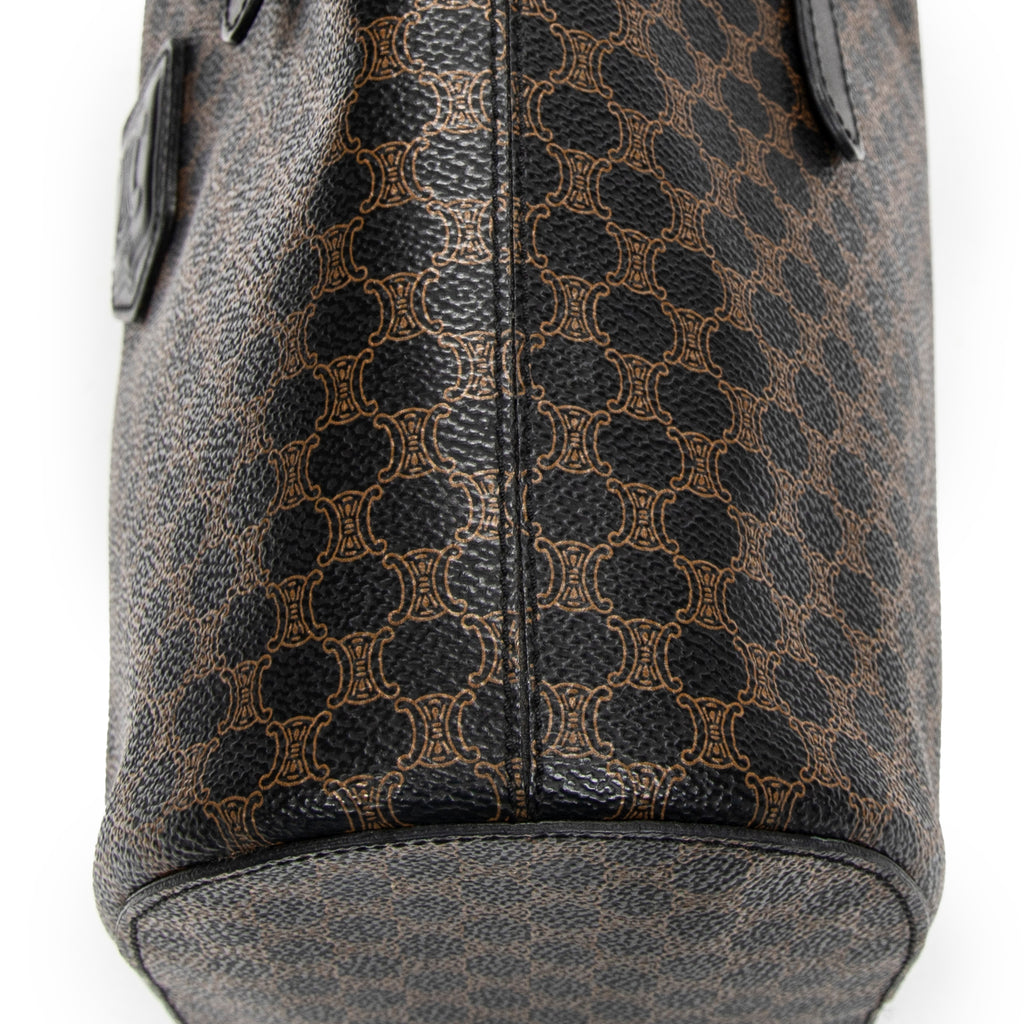 Shoulder Bag Bucket Tote Black Macadam Coated Canvas
