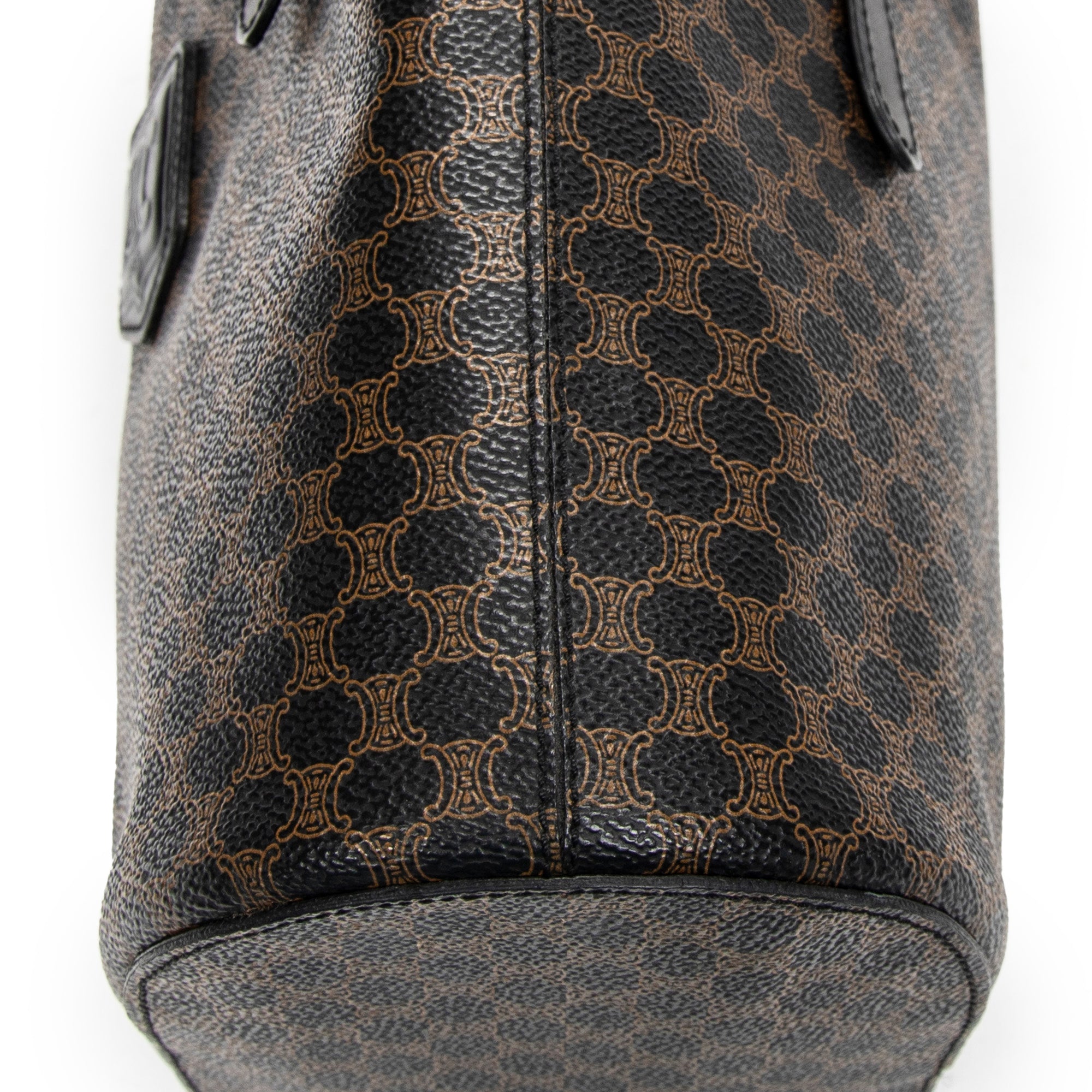 Shoulder Bag Bucket Tote Black Macadam Coated Canvas