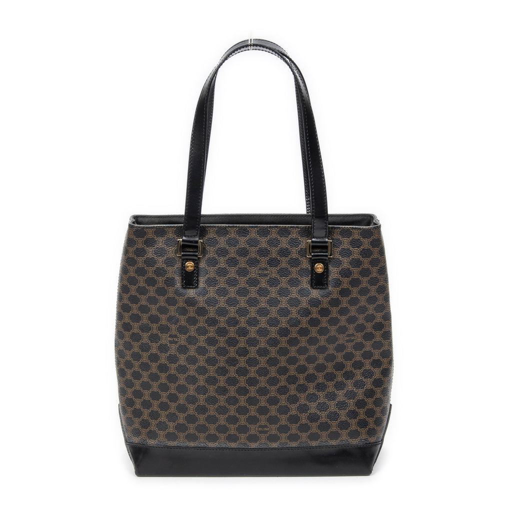 Shoulder Bag Shopping Tote Black Macadam Coated Canvas