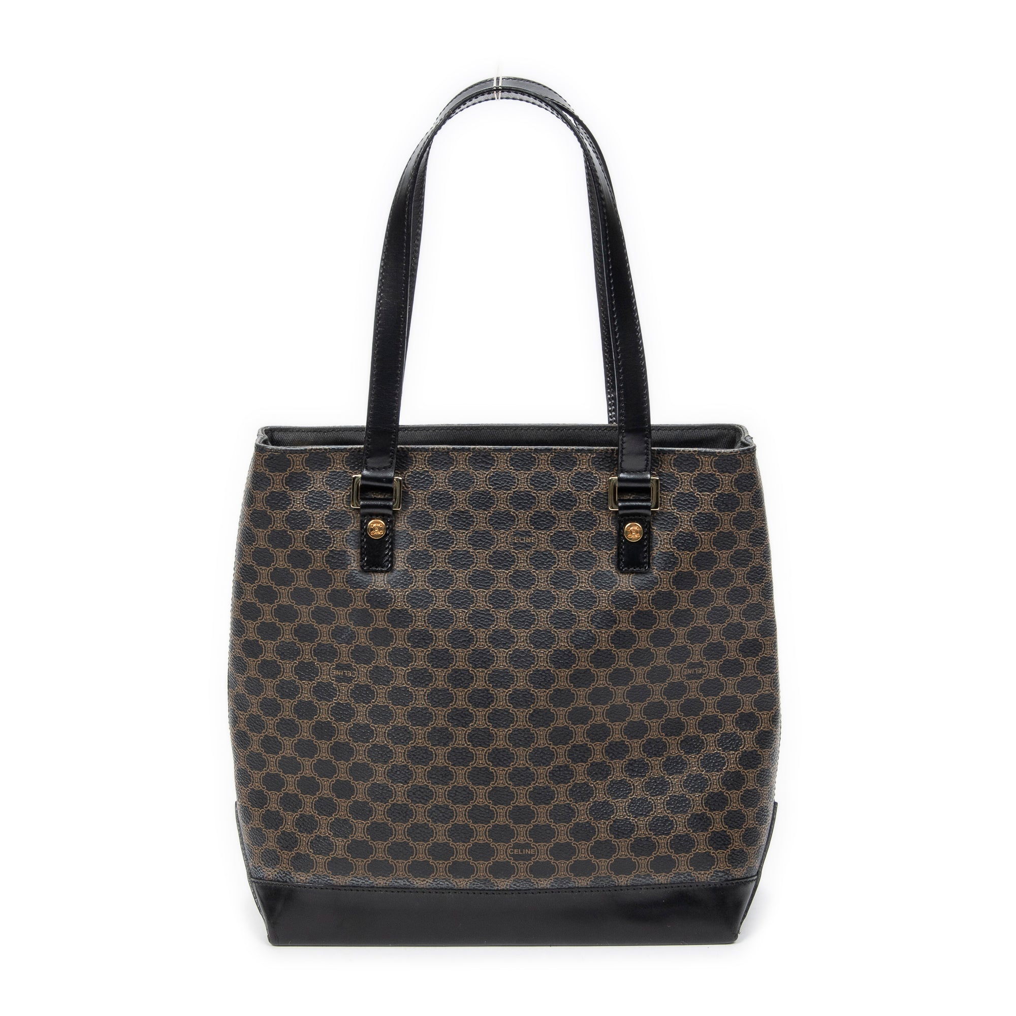 Bolso de hombro Tote de compras de lona revestida Macadam negra