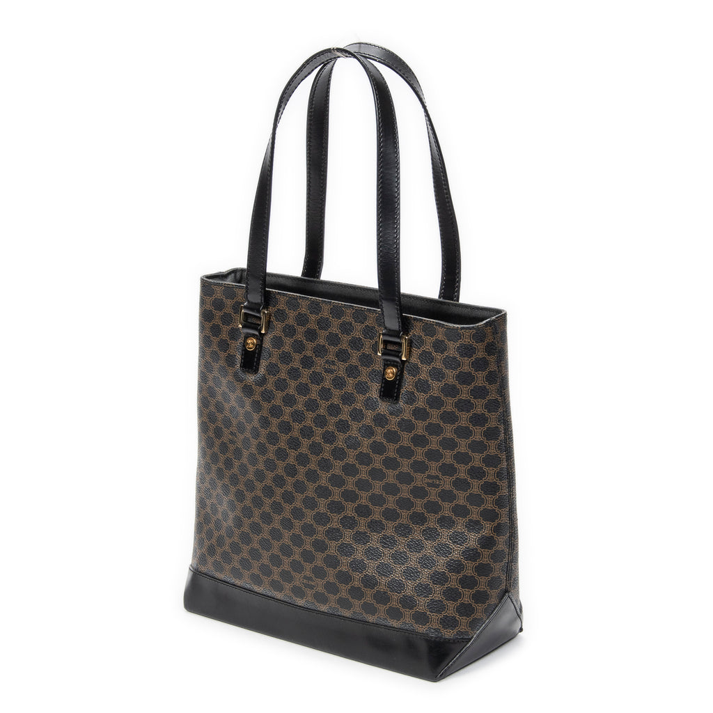 Shoulder Bag Shopping Tote Black Macadam Coated Canvas