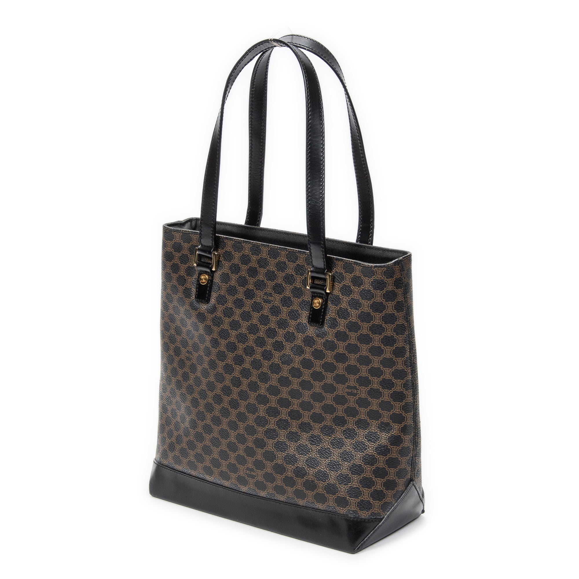 Bolso de hombro Tote de compras de lona revestida Macadam negra