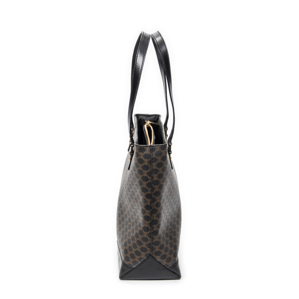 Bolso de hombro Tote de compras de lona revestida Macadam negra