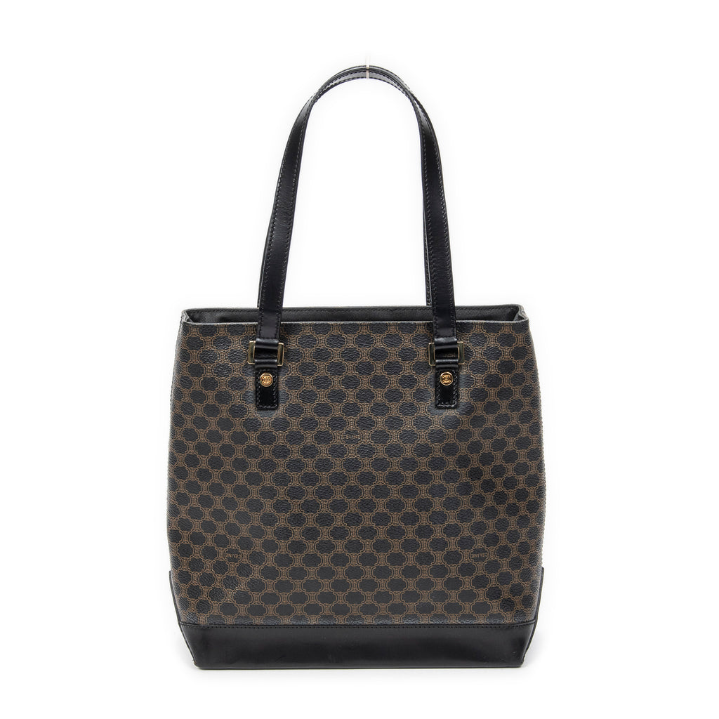 Bolso de hombro Tote de compras de lona revestida Macadam negra
