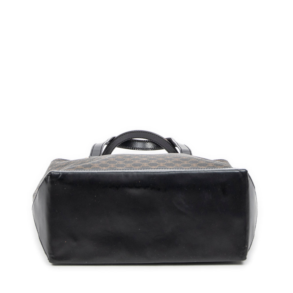 Bolso de hombro Tote de compras de lona revestida Macadam negra