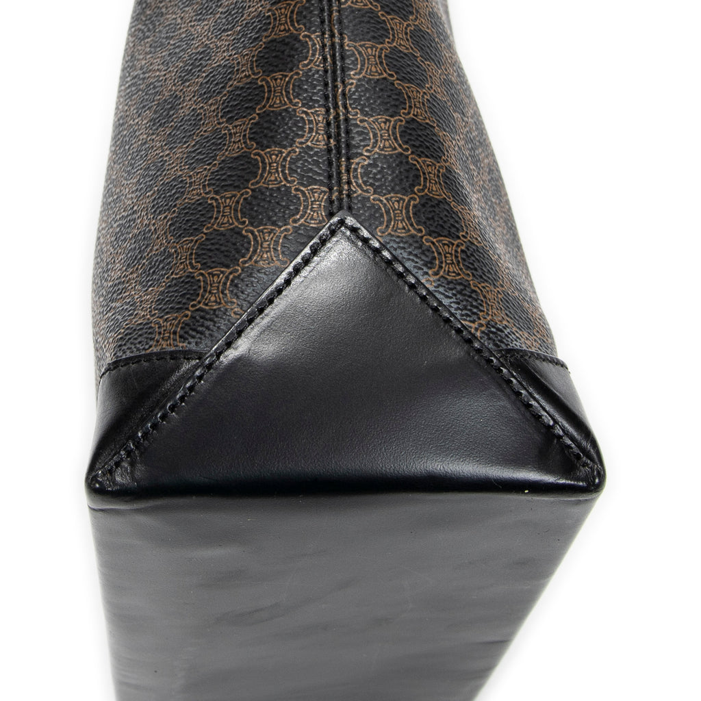 Bolso de hombro Tote de compras de lona revestida Macadam negra