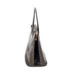 Handbag Zip Top Handle Black Macadam Coated Canvas