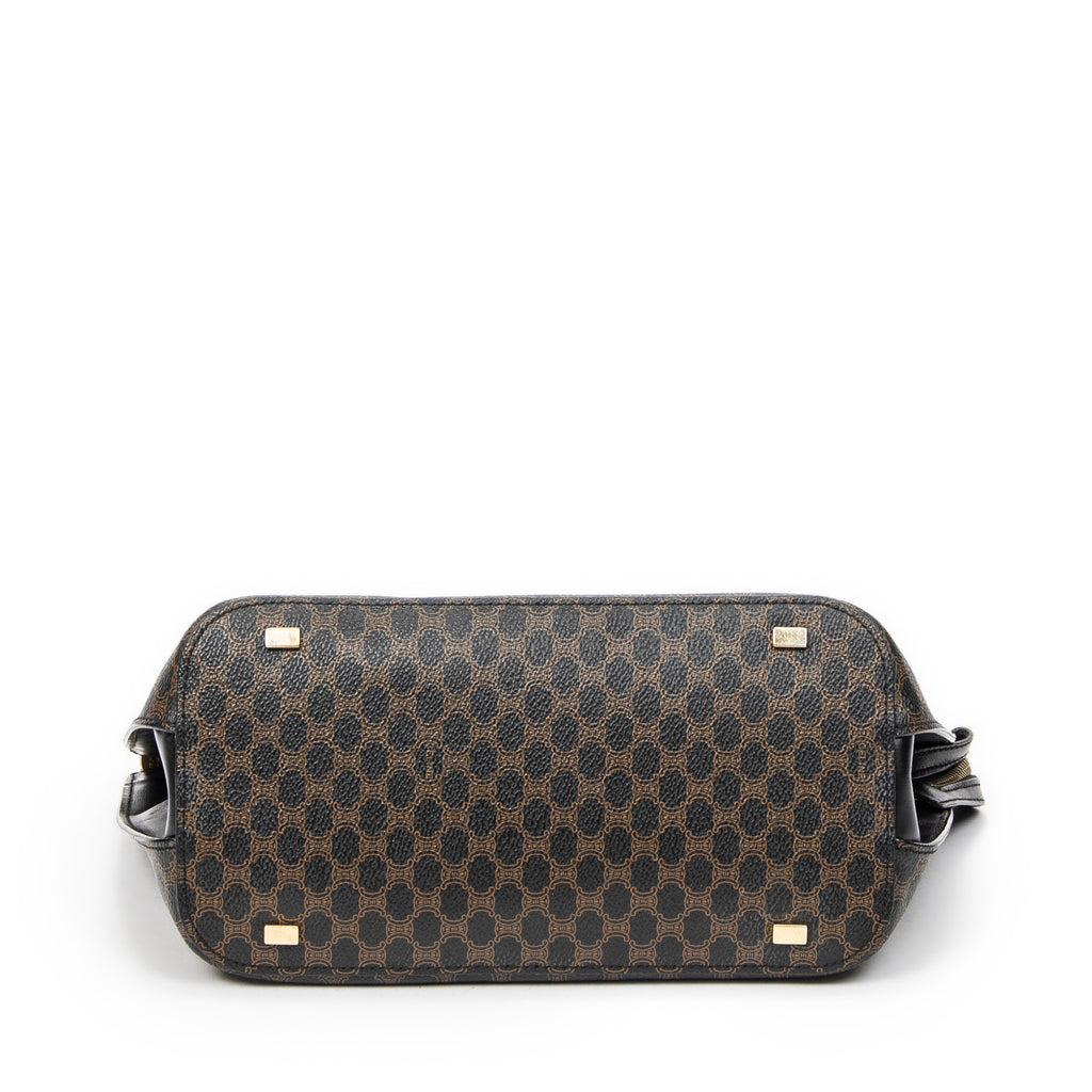 Handbag Zip Top Handle Black Macadam Coated Canvas
