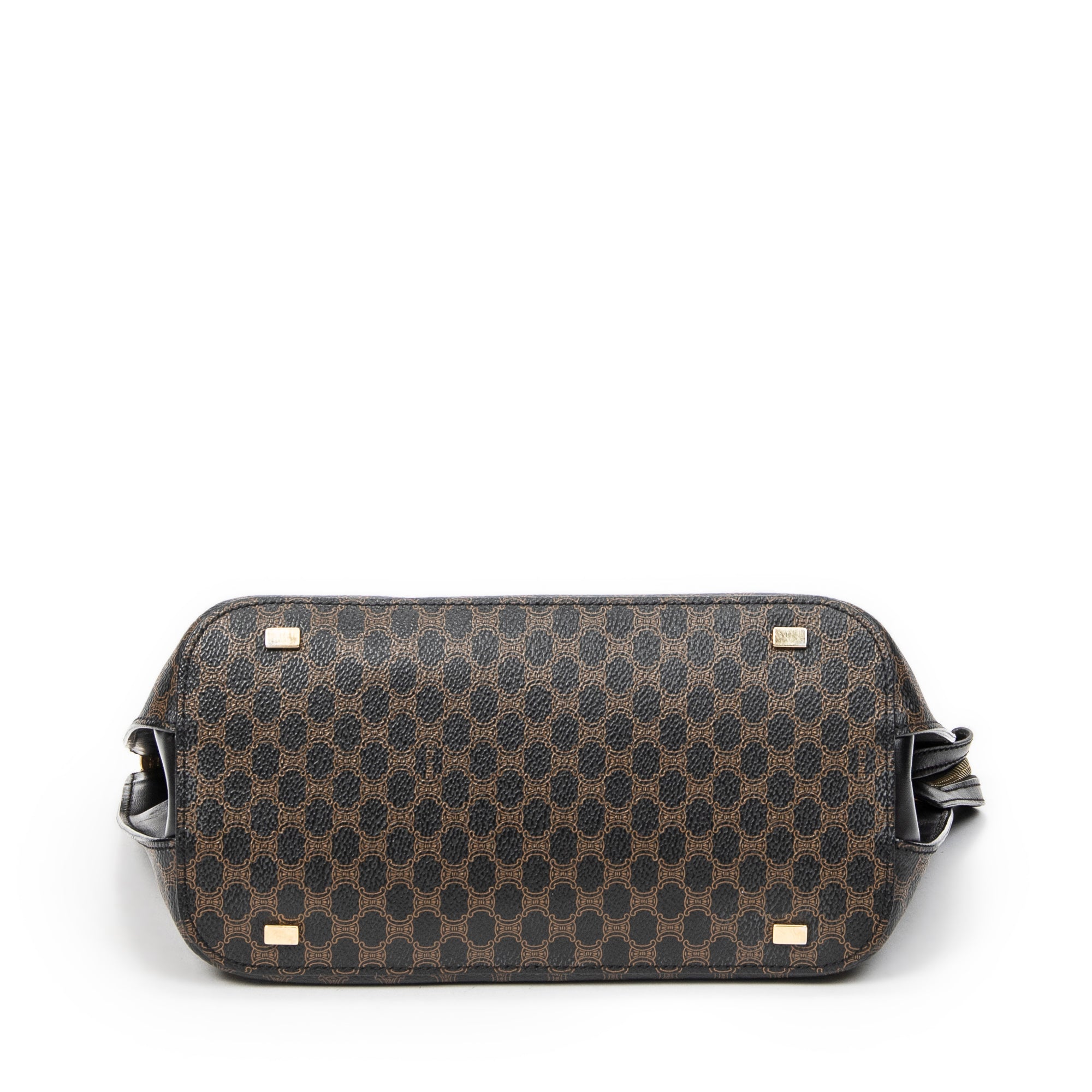 Handbag Zip Top Handle Black Macadam Coated Canvas
