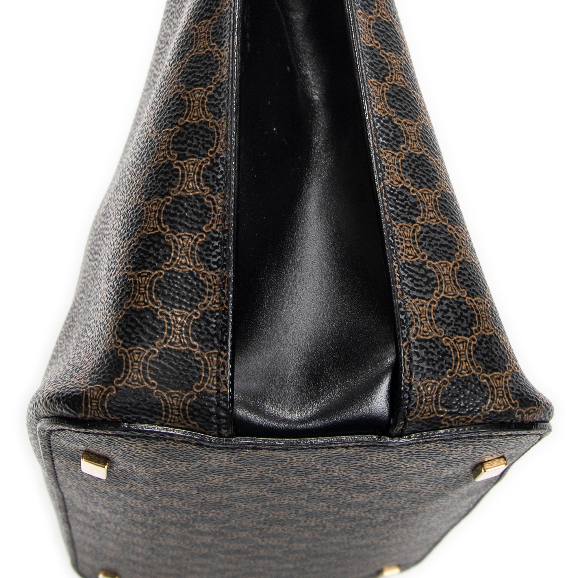 Handbag Zip Top Handle Black Macadam Coated Canvas