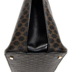 Handbag Zip Top Handle Black Macadam Coated Canvas