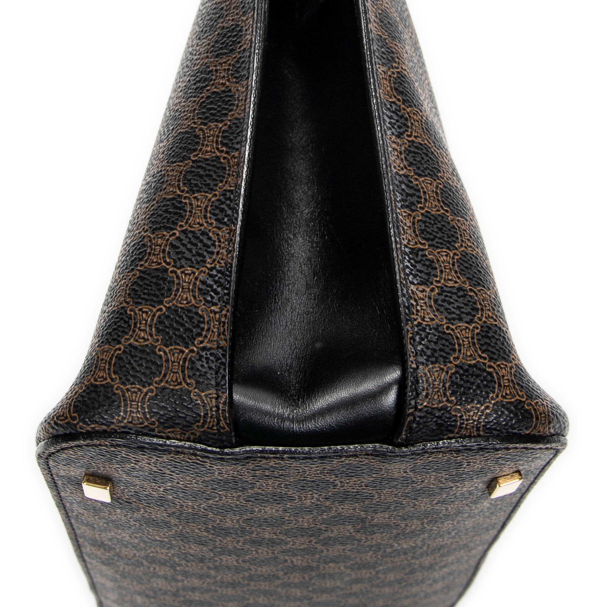 Handbag Zip Top Handle Black Macadam Coated Canvas