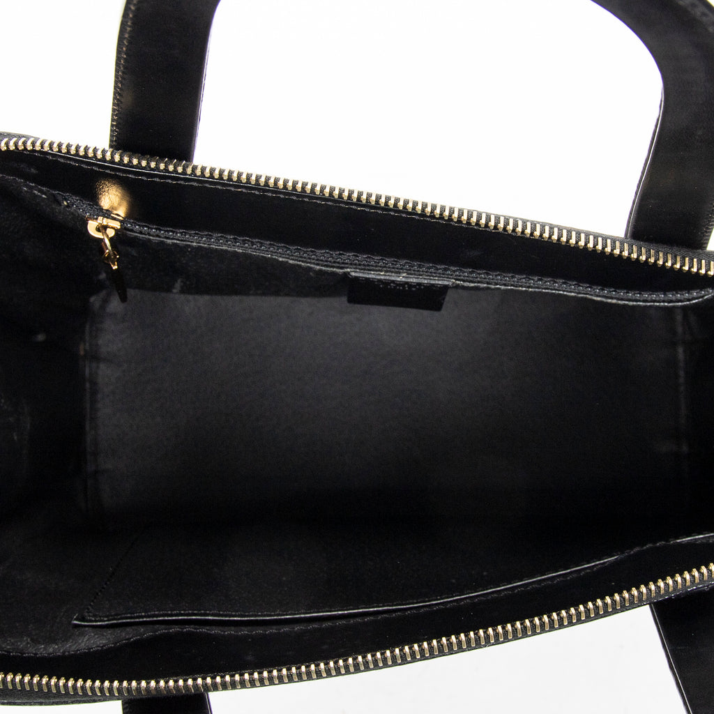 Handbag Zip Top Handle Black Macadam Coated Canvas