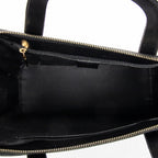 Handbag Zip Top Handle Black Macadam Coated Canvas