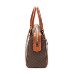 Bolso de mano Boston pequeño de lona revestida Macadam marrón