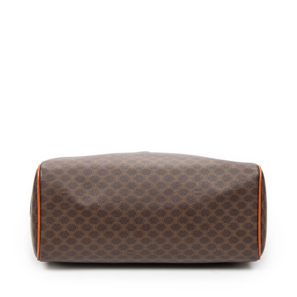 Bolso de mano Boston pequeño de lona revestida Macadam marrón