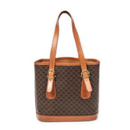 Shoulder Bag Bucket Tote Brown Macadam Coated Canvas