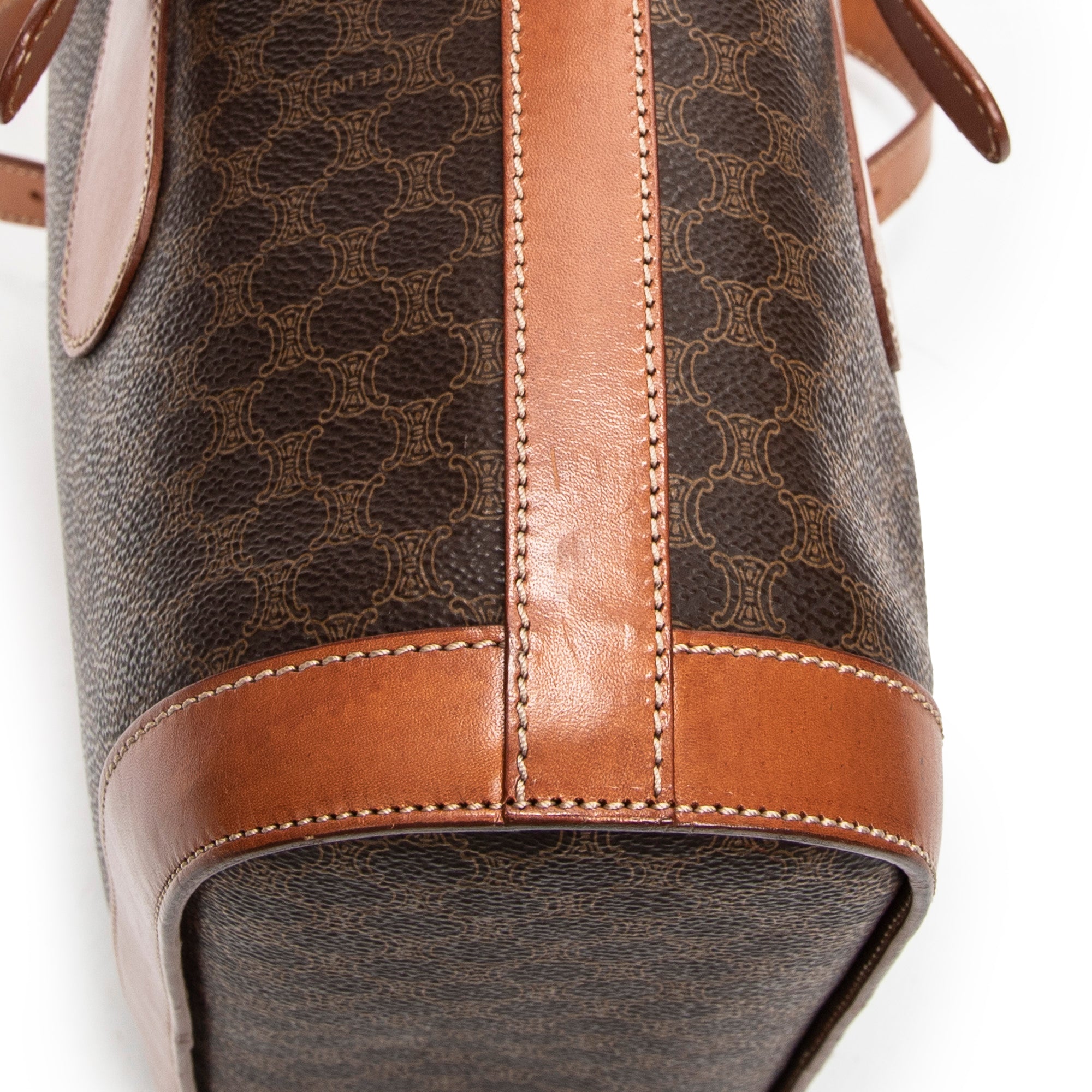 Shoulder Bag Bucket Tote Brown Macadam Coated Canvas