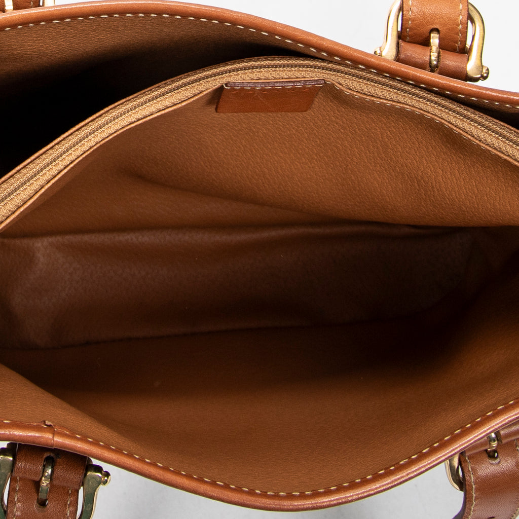 Shoulder Bag Bucket Tote Brown Macadam Coated Canvas