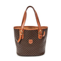 Bolso de hombro tipo cubo Macadam de lona revestida marrón