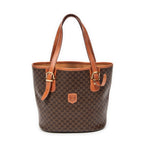 Bolso de hombro tipo cubo Macadam de lona revestida marrón
