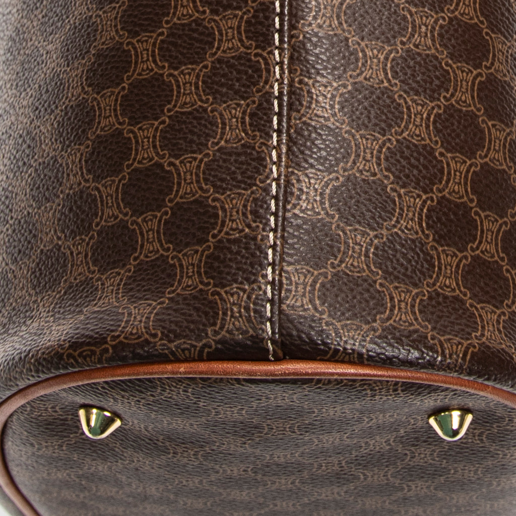 Bolso de hombro tipo cubo Macadam de lona revestida marrón