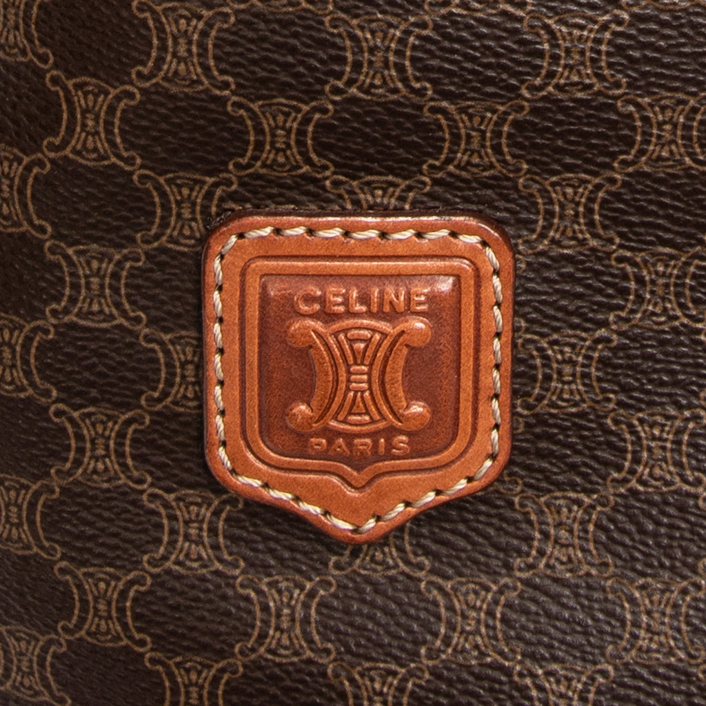 Bolso de hombro tipo cubo Macadam de lona revestida marrón