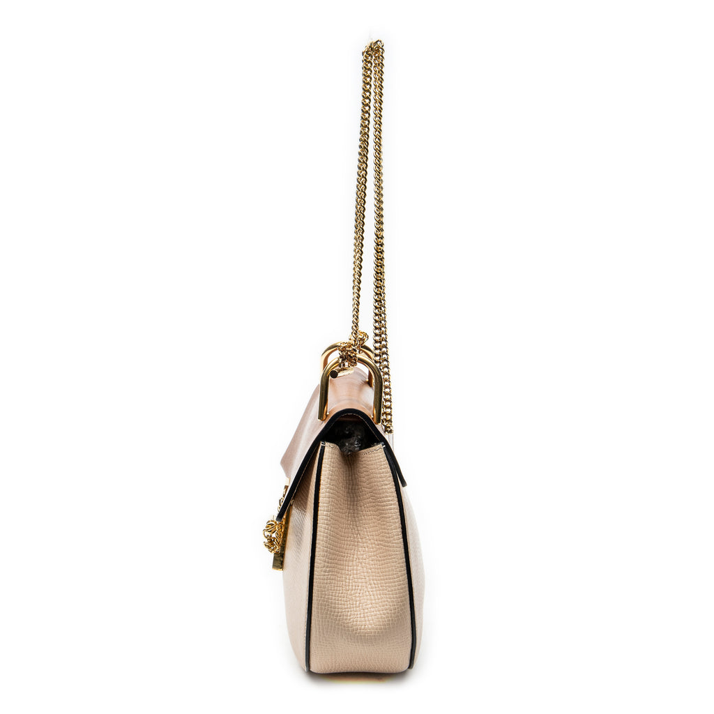 Shoulder Bag Small Drew Peach Grained Calfskin Leather