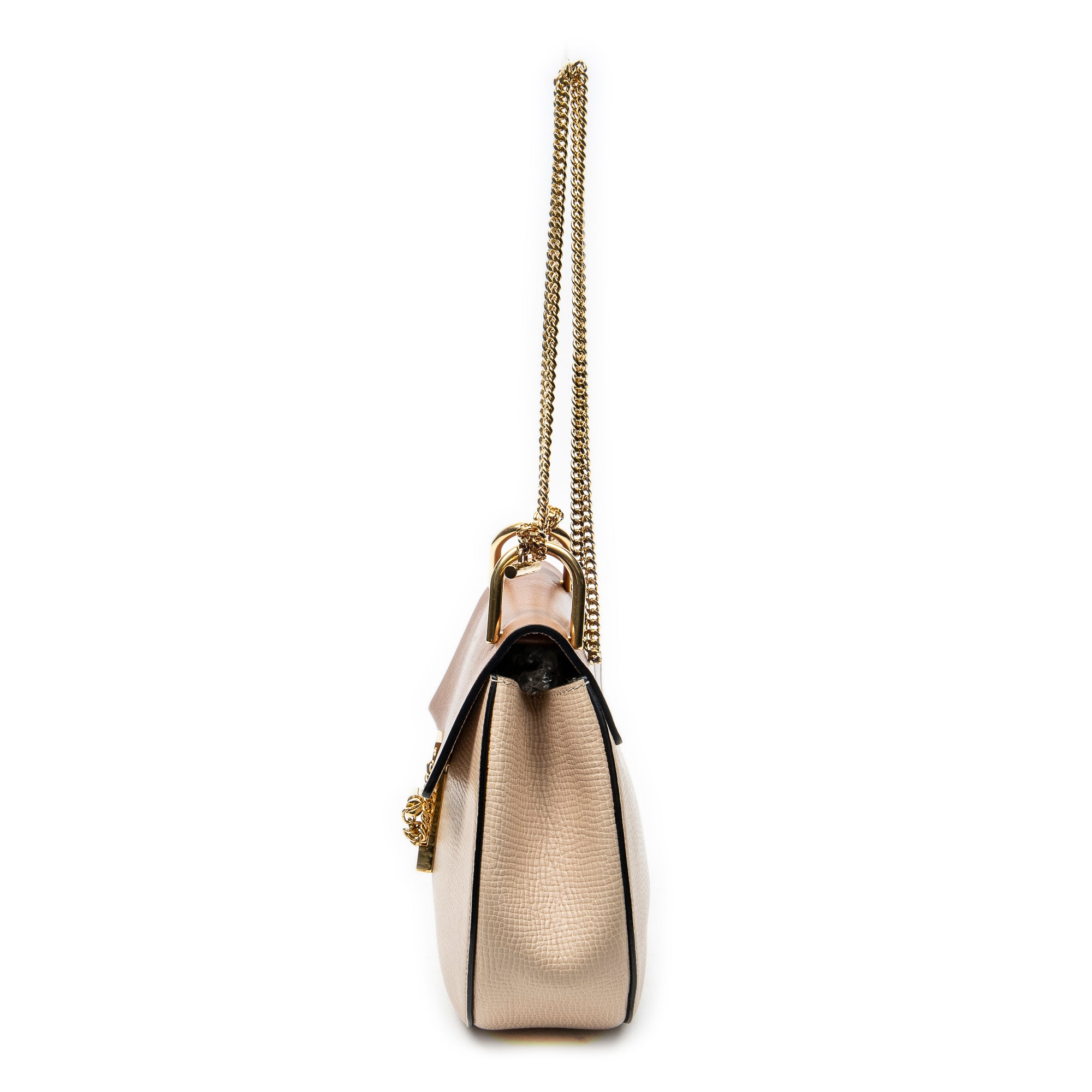 Shoulder Bag Small Drew Peach Grained Calfskin Leather