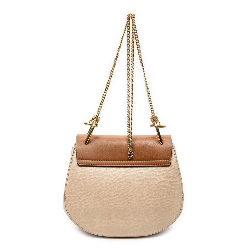 Shoulder Bag Small Drew Peach Grained Calfskin Leather