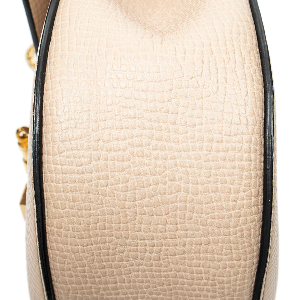 Shoulder Bag Small Drew Peach Grained Calfskin Leather