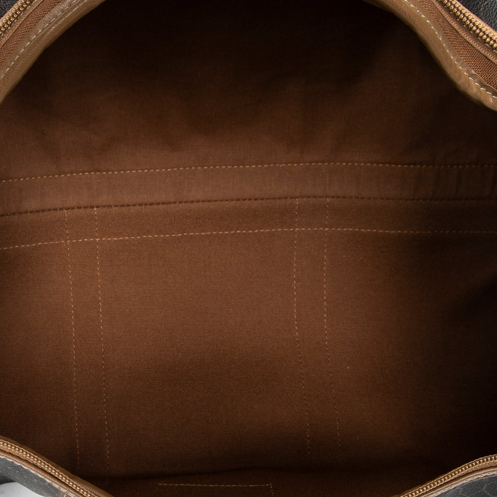 Travel Bag Medium Vintage Travel Boston Grey Honeycomb Coated Canvas