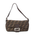 Bolso de Hombro Baguette de Lona Zucca Marrón