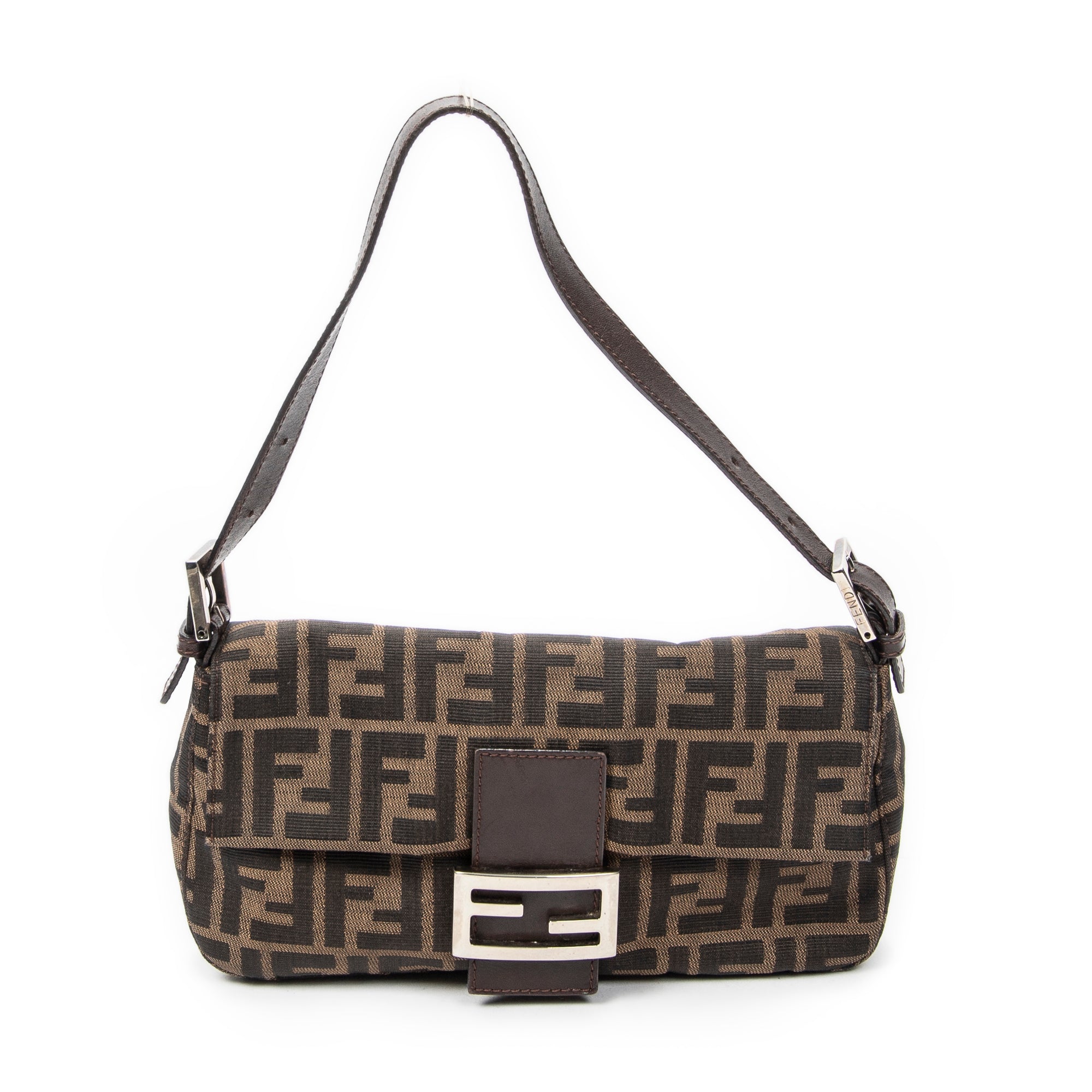 Bolso de Hombro Baguette de Lona Zucca Marrón