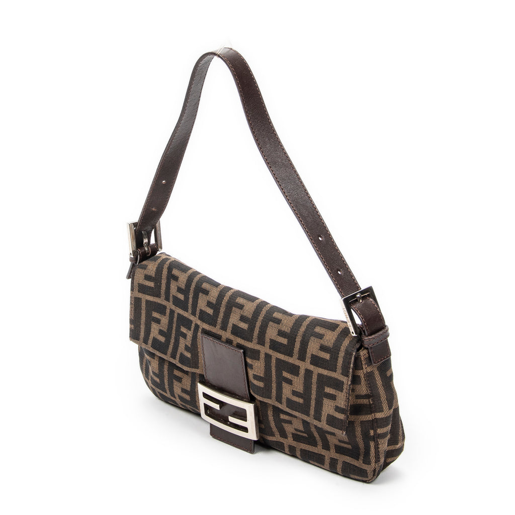 Bolso de Hombro Baguette de Lona Zucca Marrón