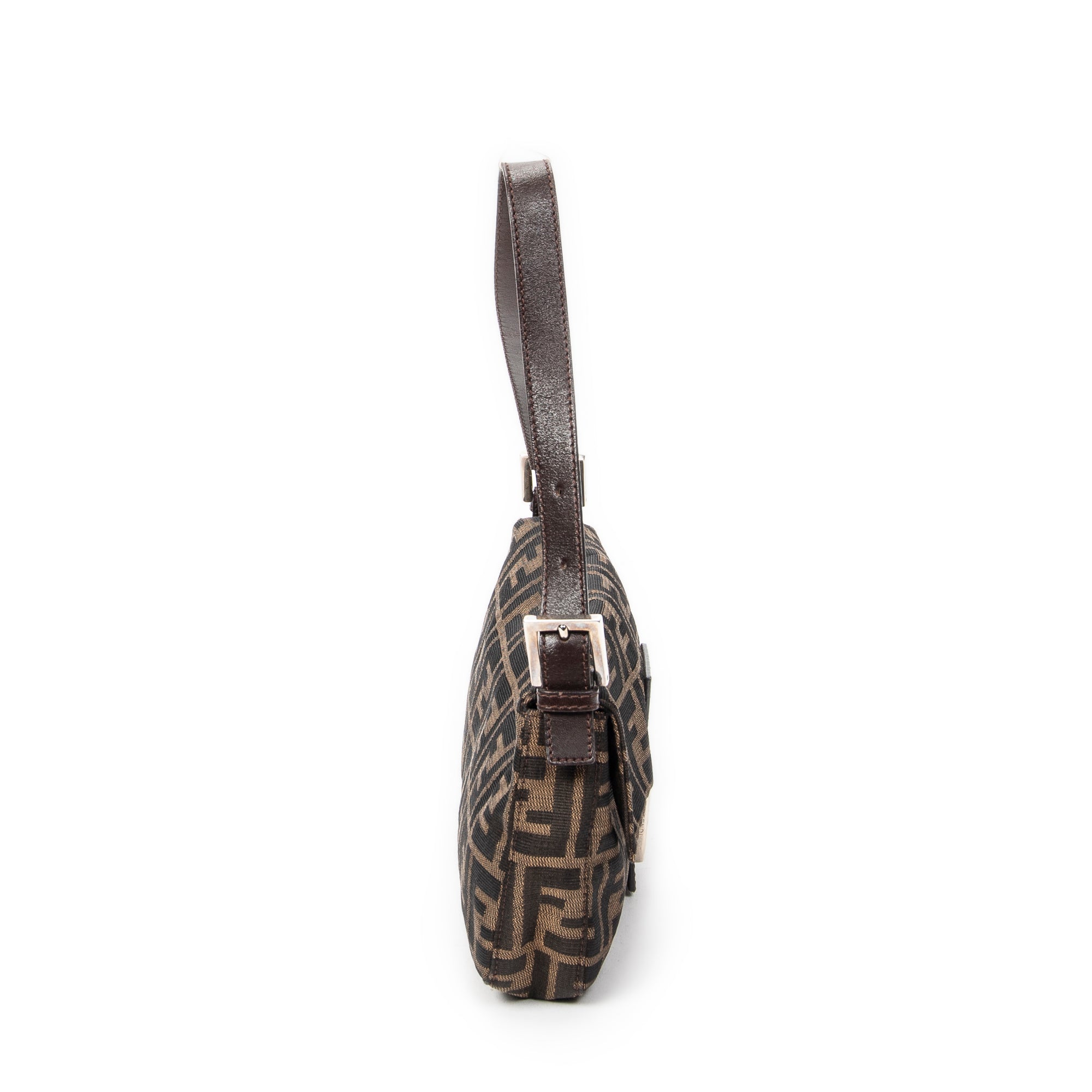 Bolso de Hombro Baguette de Lona Zucca Marrón